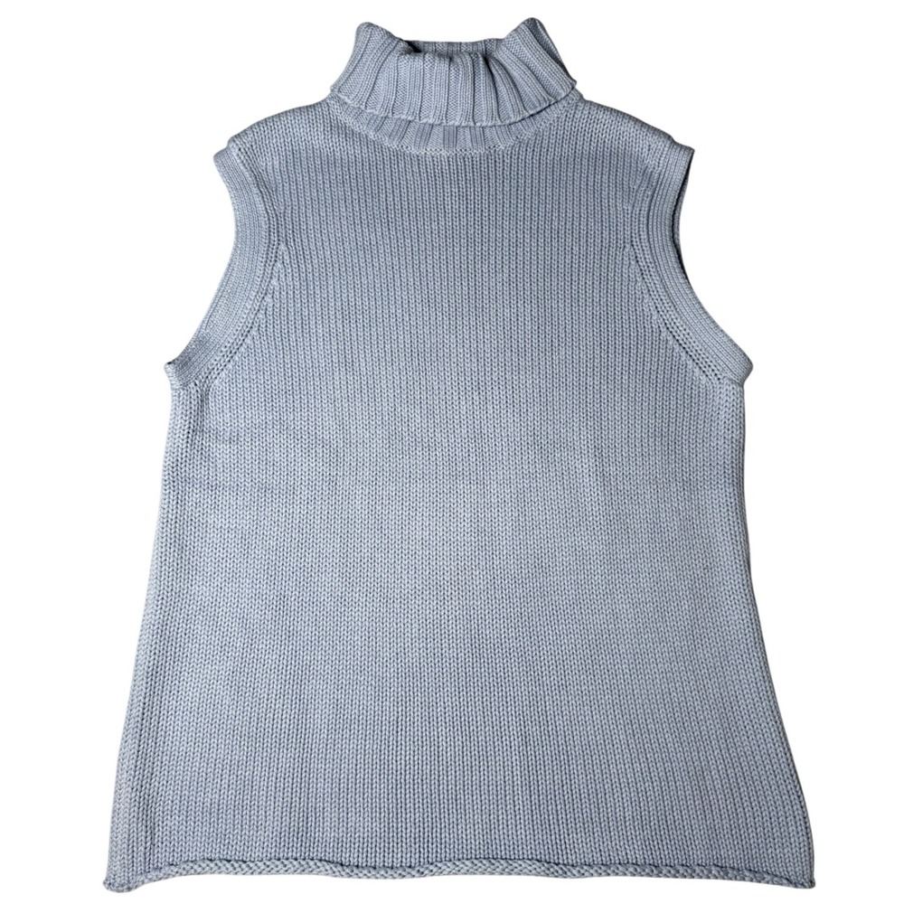 Bagatelle Womens Light Blue 100% Cotton Chunky Knit Turtleneck Sweater Vest XL